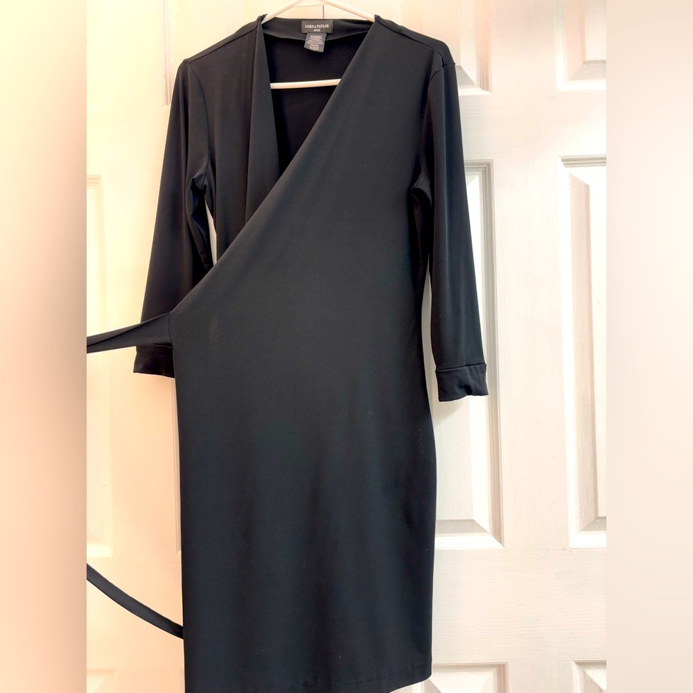 Lord & Taylor Elegant Black Wrap Dress